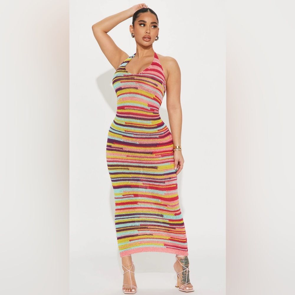 Fashion Nova Multicolor Striped Maxi Dress